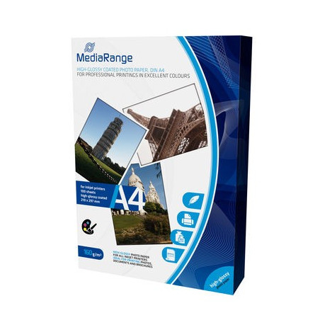 MediaRange DIN A4 Photo Paper for inkjet printers, high-glossy coated, 160g, 100 sheets