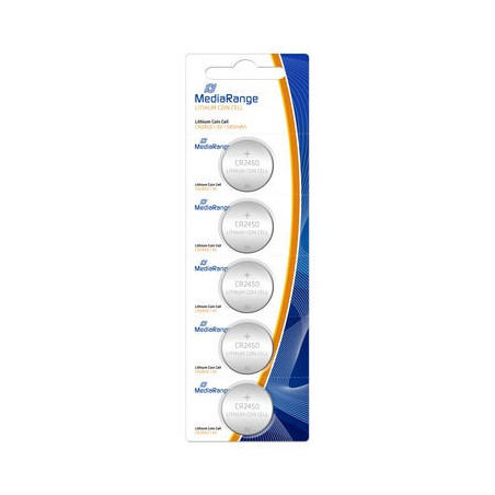 Pilhas Litio Coin Cell|CR2450 3V Pack 5 Unidades MEDIARANGE