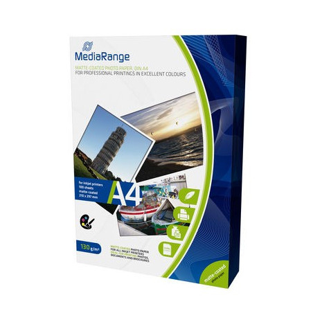 MediaRange DIN A4 Photo Paper for inkjet printers, matte-coated, 130g, 100 sheets