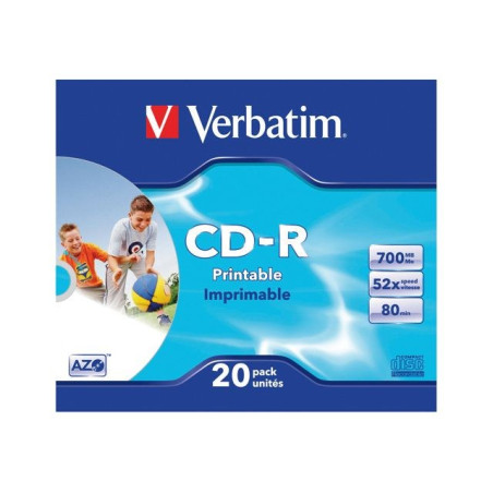 Verbatim CD-R AZO 700mb 52X wide printable SURFACE Slimcase Pack 20