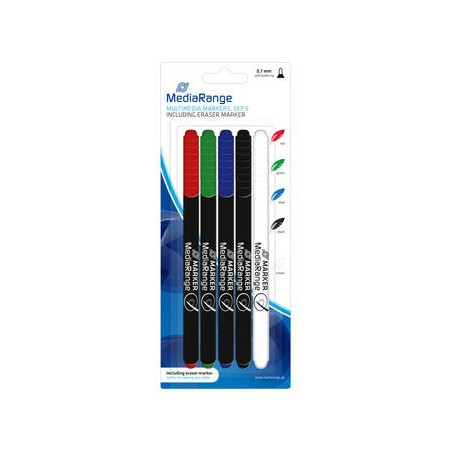 MediaRange Multimedia markers, with eraser marker, Set 5