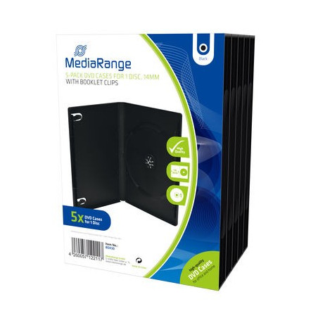 Pack 5 MediaRange DVD Case for 1 disc, 14mm, black