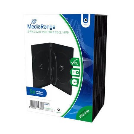 Pack 5 MediaRange Capa DVD para 1 disco, 14mm, Preta