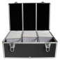 Media storage case for 500 discs, aluminum look, with hanging sleeves, black