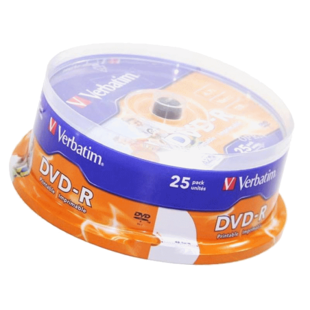 Verbatim DVD-R AZO 4.7GB 16X WIDE PRINTABLE SURFACE (ID Branded) Cake 25