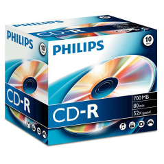 Philips CD-R 80Min 700MB 52x Jewel Case (10 unidades)