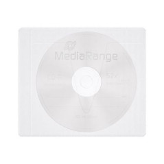 MediaRange Fleece sleeves for 1 disc, adhesive-backed, white, Pack 25