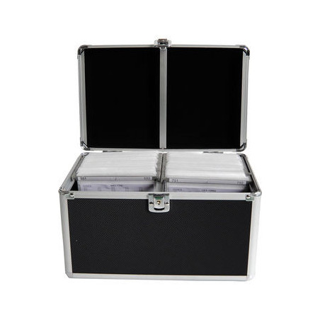 MediaRange Media storage case for 200 discs, aluminum look, with hanging sleeves, silver