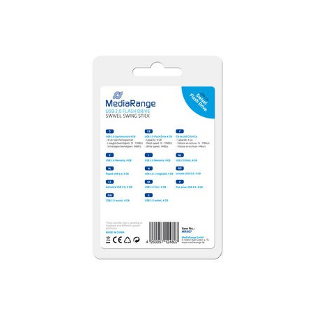 MediaRange USB Flash Drive, 4GB Azul