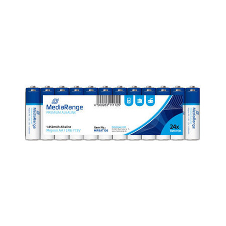 MediaRange Premium Alkaline Batteries, Mignon AA|LR6|1.5V, Pack 24