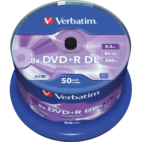 Verbatim DVD+R Doble Capa 8.5GB 8X MATT SILVER SURFACE Cake 50