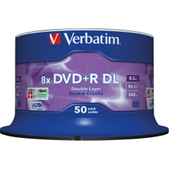 Verbatim DVD+R Doble Capa 8.5GB 8X MATT SILVER SURFACE Cake 50