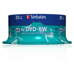 Verbatim DVD-RW SERL 4.7GB 4X MATT SILVER SURFACE Cake 25