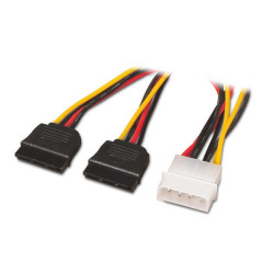 Cabo de Alimentação SATA - Molex 4pin/M-2xSATA Fêmea - 20cm - 100% Cobre