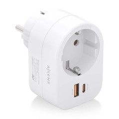 Regleta de Pared Multifuncion con 1 Toma + 1xUSB-C 20W PD3.0 - 1xUSB-A 20W QC3.0