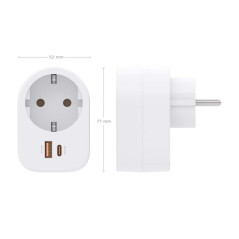 Regleta de Pared Multifuncion con 1 Toma + 1xUSB-C 20W PD3.0 - 1xUSB-A 20W QC3.0