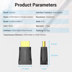 Adaptador HDMI Macho a HDMI Hembra 4K