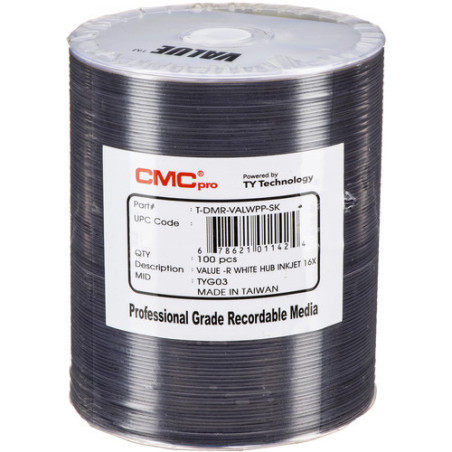 CMC Pro Taiyo Yuden DVD-R 16x 4.7 GB Full Surface White Printable, 100 uni