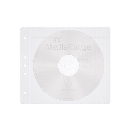 MediaRange Fleece sleeves for 2 discs, for standard binders and files, white, 50 pack