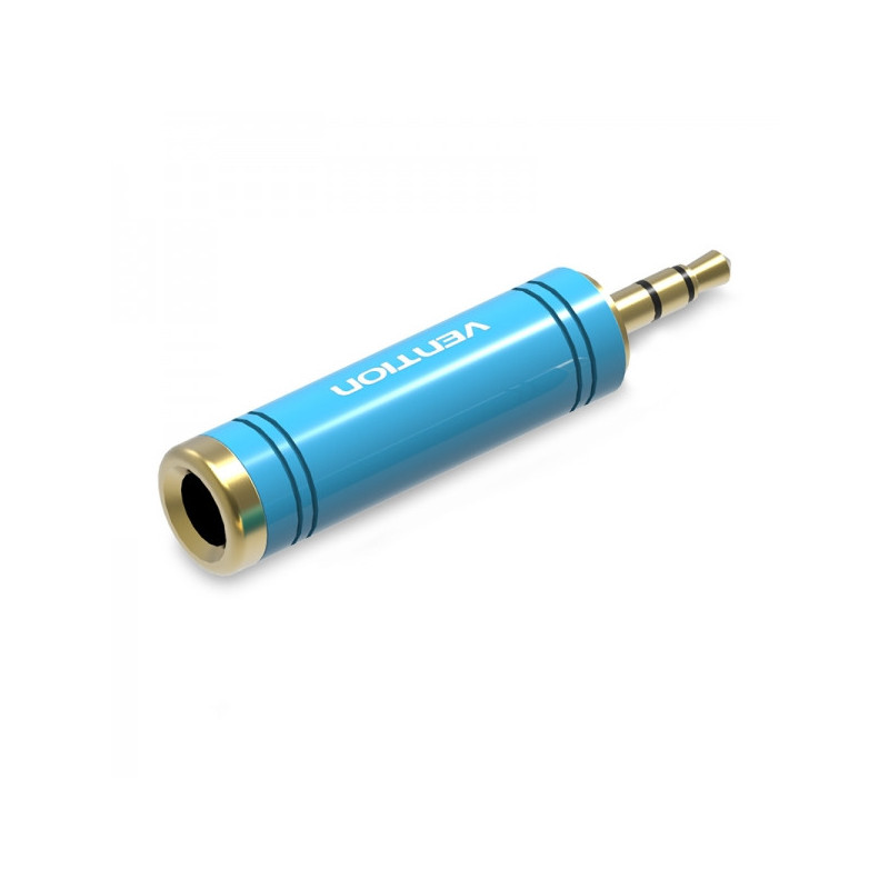 Adaptateur Jack 3.5 Mâle vers Jack 6.5 Mâle - Couleur Bleue