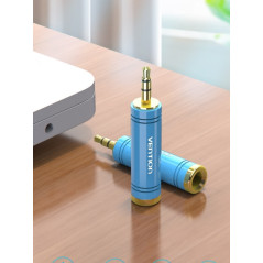 Jack 3.5 Male to Jack 6.5 Male Adapter - Blue Color