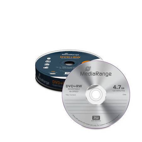 MediaRange Rewritable DVD+RW 4.7GB I 120min, 4x Speed, Cake 10