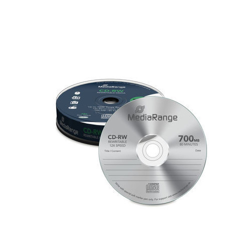 MediaRange CD-RW 700MB 80min 12x, reescribible, Tarrina 10