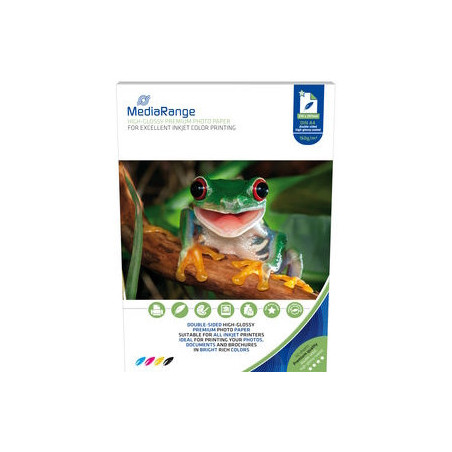 MediaRange DIN A4 Photo Paper for inkjet printers, dual-side high-glossy coated, 160g, 50 sheets