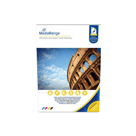 MediaRange DIN A4 Photo Paper for inkjet printers, Brilhante, 135g, 100 sheets