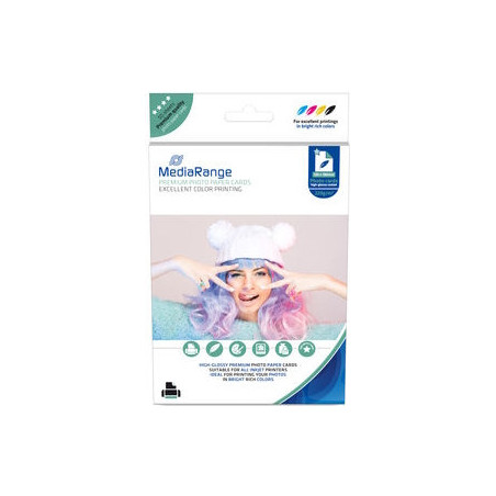 MediaRange 130x180mm Photo Paper Cards for inkjet printers, high-glossy coated, 220g, 50 sheets