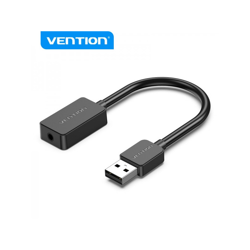 Vention USB A para placa de som fêmea de 3,5 mm - Preto