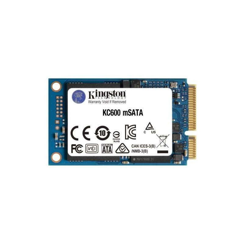 Kingston KC600 Unidade de estado sólido SSD 256 GB SATA3 mSATA 3D TLC NAND