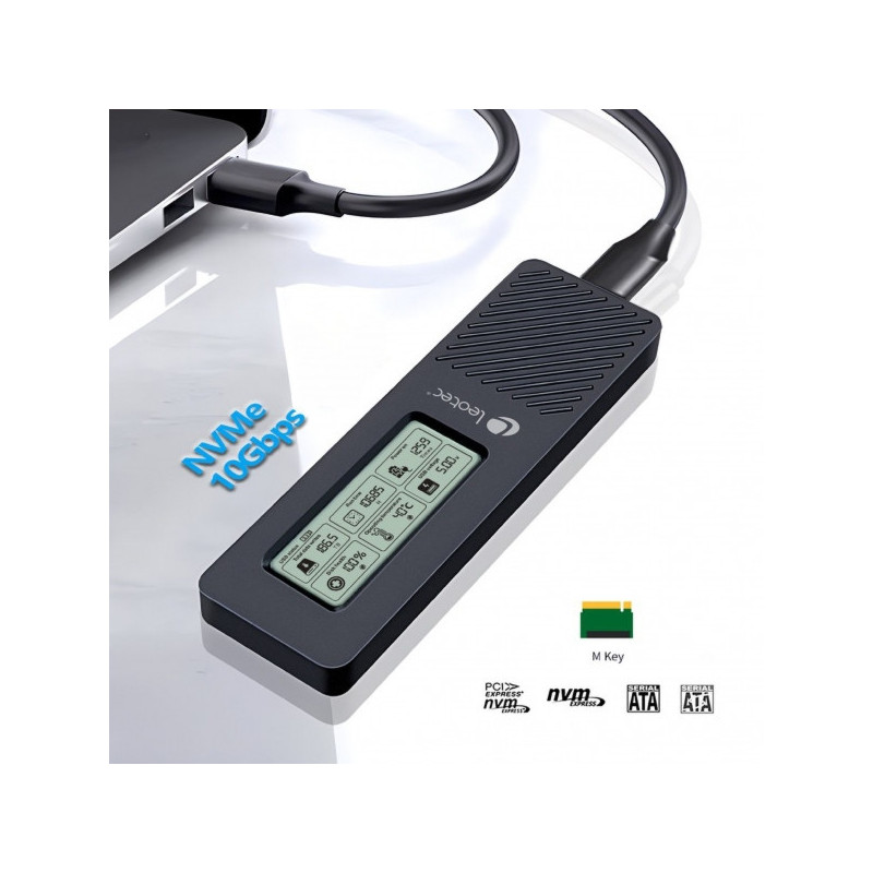 Leotec Caja Externa Para Discos M.2 Nvme Con Panel Lcd | LEM2EXT01