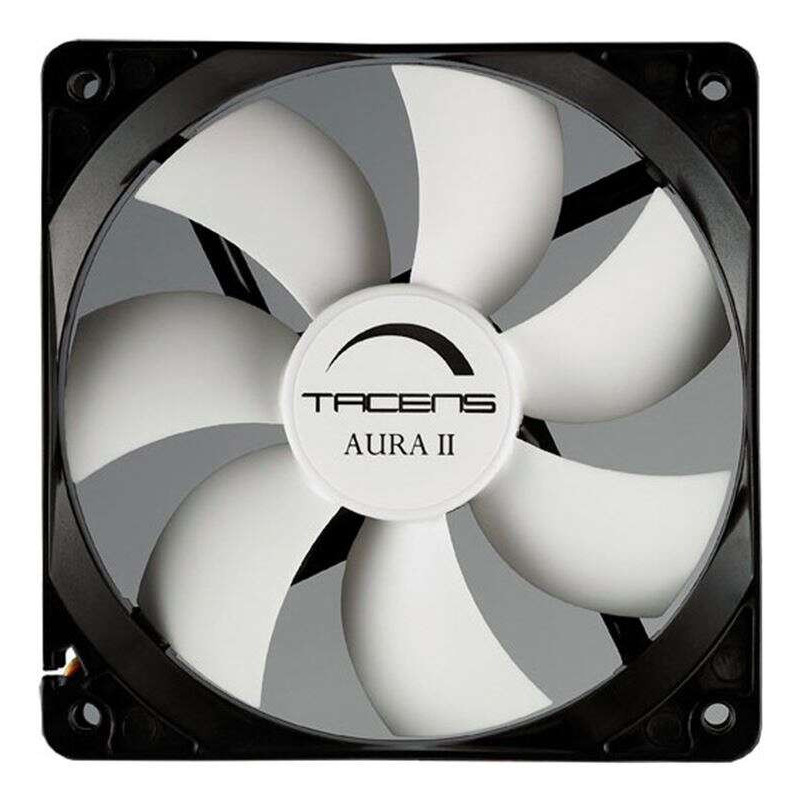 Tacens Aura II Fan 120mm - Carcaça preta, lâminas brancas - Velocidade Máx. 1200 rpm