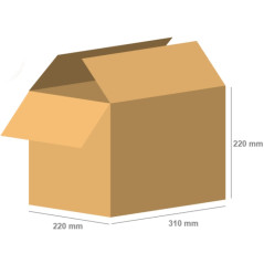 Pack 20 - Cardboard Boxes 310mm x 220mm x 220mm AMER NORMAL WITH TAB