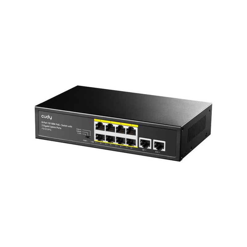 Cudy FS1010PG Switch PoE+ 10/100M de 8 portas com 2 portas de uplink