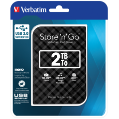 2 TB Tragbare Festplatte Verbatim Store n Go USB 3.0, schwarz