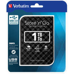 1 TB Disco duro portátil USB 3.0 Store n Go de Verbatim, color negro