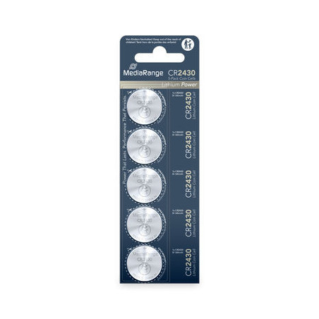 Pilhas Litio Coin Cell|CR2430 3V Pack 5 Unidades MEDIARANGE