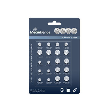 Premium Alkaline Coin Cells, Varias, AG3|AG4|AG10|AG13, Pack 20