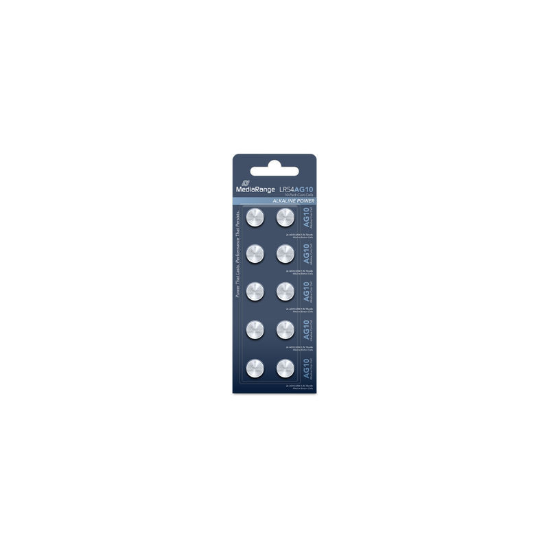 Pilhas Alcalinas Coin Cell AG10|LR54 Pack 10 Unidades MEDIARANGE Pilhas Alcalinas Coin Cell AG10|LR54 Pack 10 Unidades MEDIARANGE
