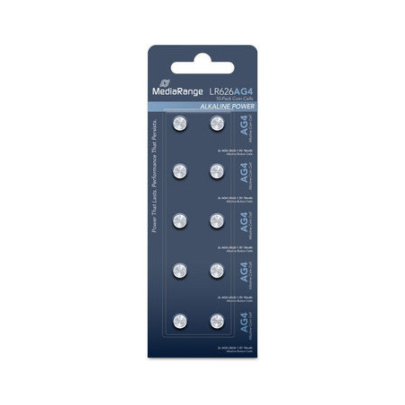 Pilhas Alcalinas Coin Cell AG4|LR626/1.5V Pack 10 Unidades MEDIARANGE