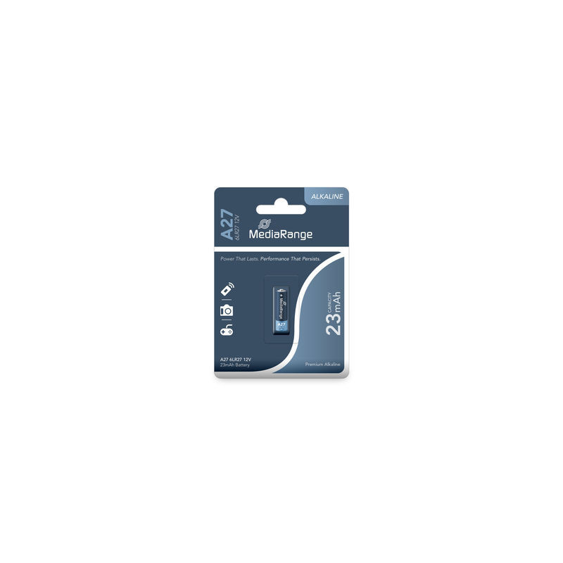 Pilhas Alcalinas A27|6LR27| 12V Pack 1 Unidade MEDIARANGE Pilhas Alcalinas A27|6LR27| 12V Pack 1 Unidade MEDIARANGE