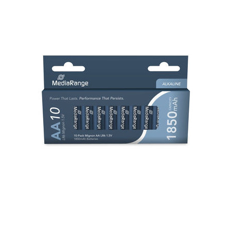 MediaRange Premium Alkaline Batteries, Mignon AA|LR6|1.5V, Pack 10