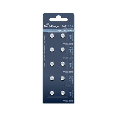 Pilhas Alcalinas Coin Cell AG1|LR621 Pack 10 Unidades MEDIARANGE