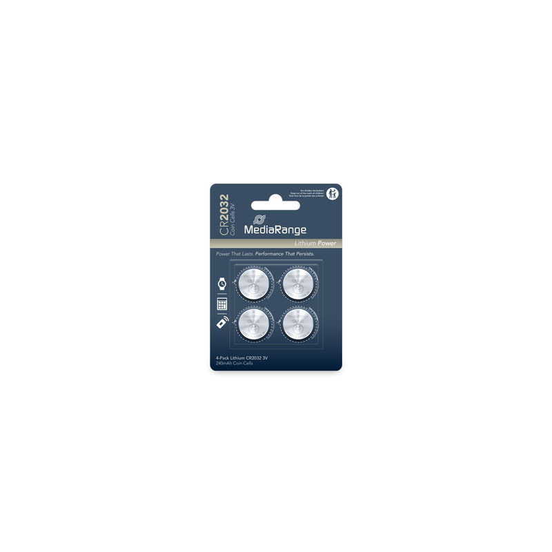 CR2032 3V Pila de Boton de Litio MediaRange 4 uds CR2032 3V Pila de Boton de Litio MediaRange 4 uds