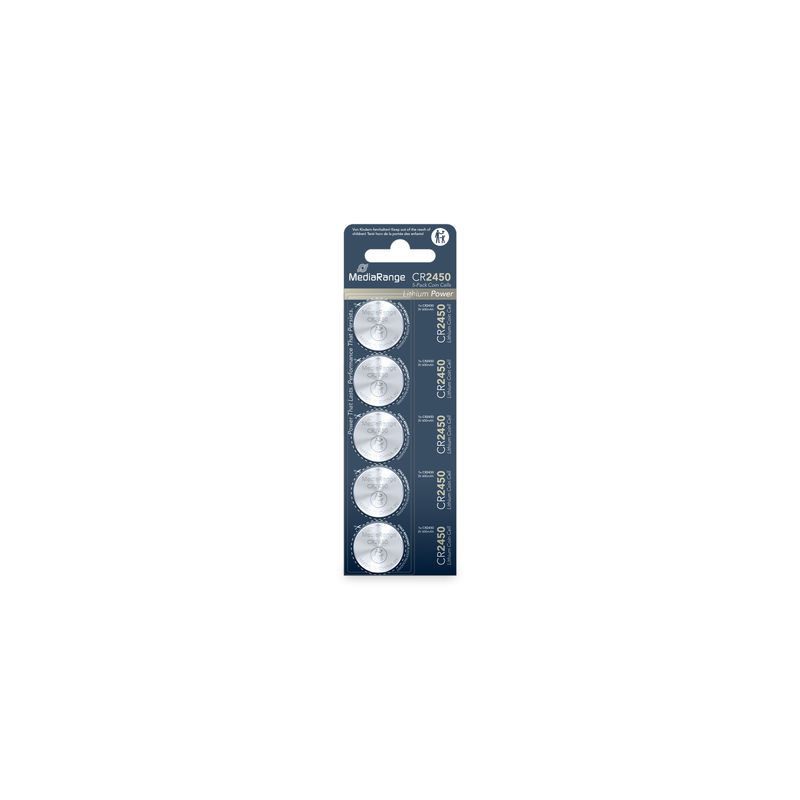 Pilhas Litio Coin Cell|CR2450 3V Pack 5 Unidades MEDIARANGE Pilhas Litio Coin Cell|CR2450 3V Pack 5 Unidades MEDIARANGE