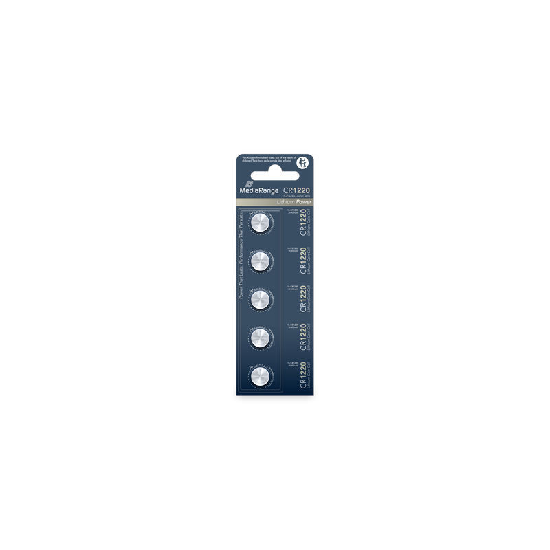 Pilhas Litio Coin Cell|CR1220 3V Pack 5 Unidades MEDIARANGE Pilhas Litio Coin Cell|CR1220 3V Pack 5 Unidades MEDIARANGE