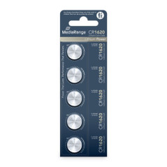 MediaRange Lithium Coin Cells, CR1620|3V, Pack 5