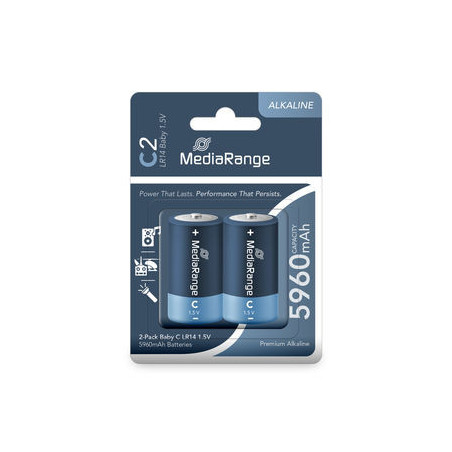 MediaRange Premium Alkaline Batteries, Baby C|LR14|1.5V, Pack 2